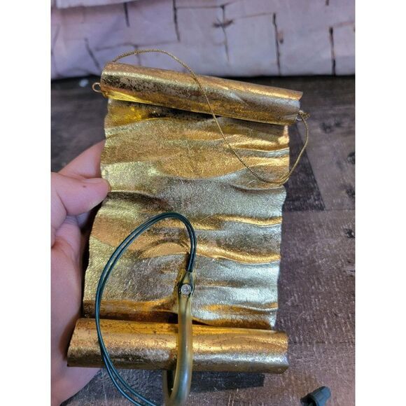 Golden scroll candle AS IS ornament love language lighted Xmas decor - Picture 3 of 3
